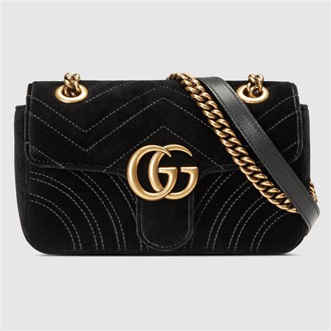 gucci velvet marmont small black|Gucci Marmont bag from nancy.